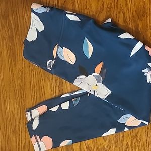 Athleta running tights xsp bluish/green with floral pattern